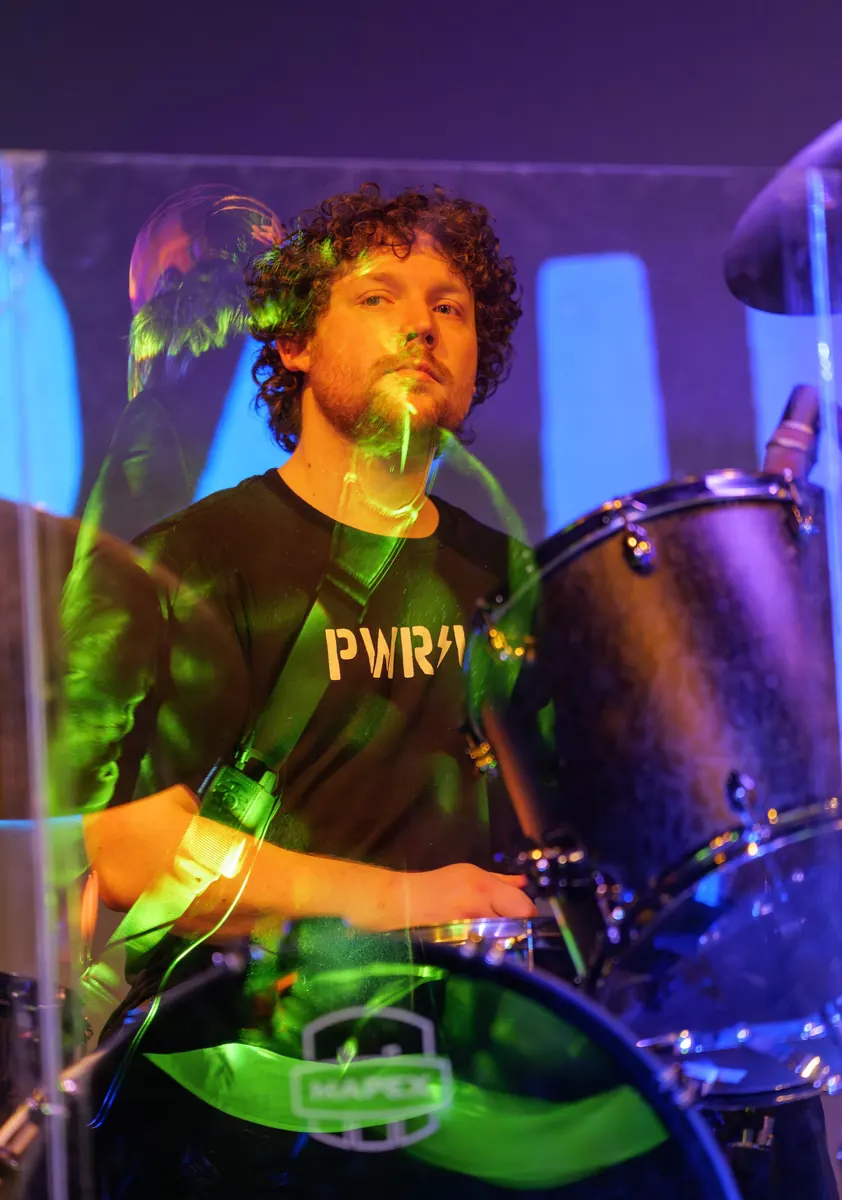 Andrew, your drum teacher, behind his kit